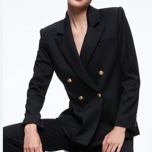 Alice + Olivia Black Blazer with Gold Buttons